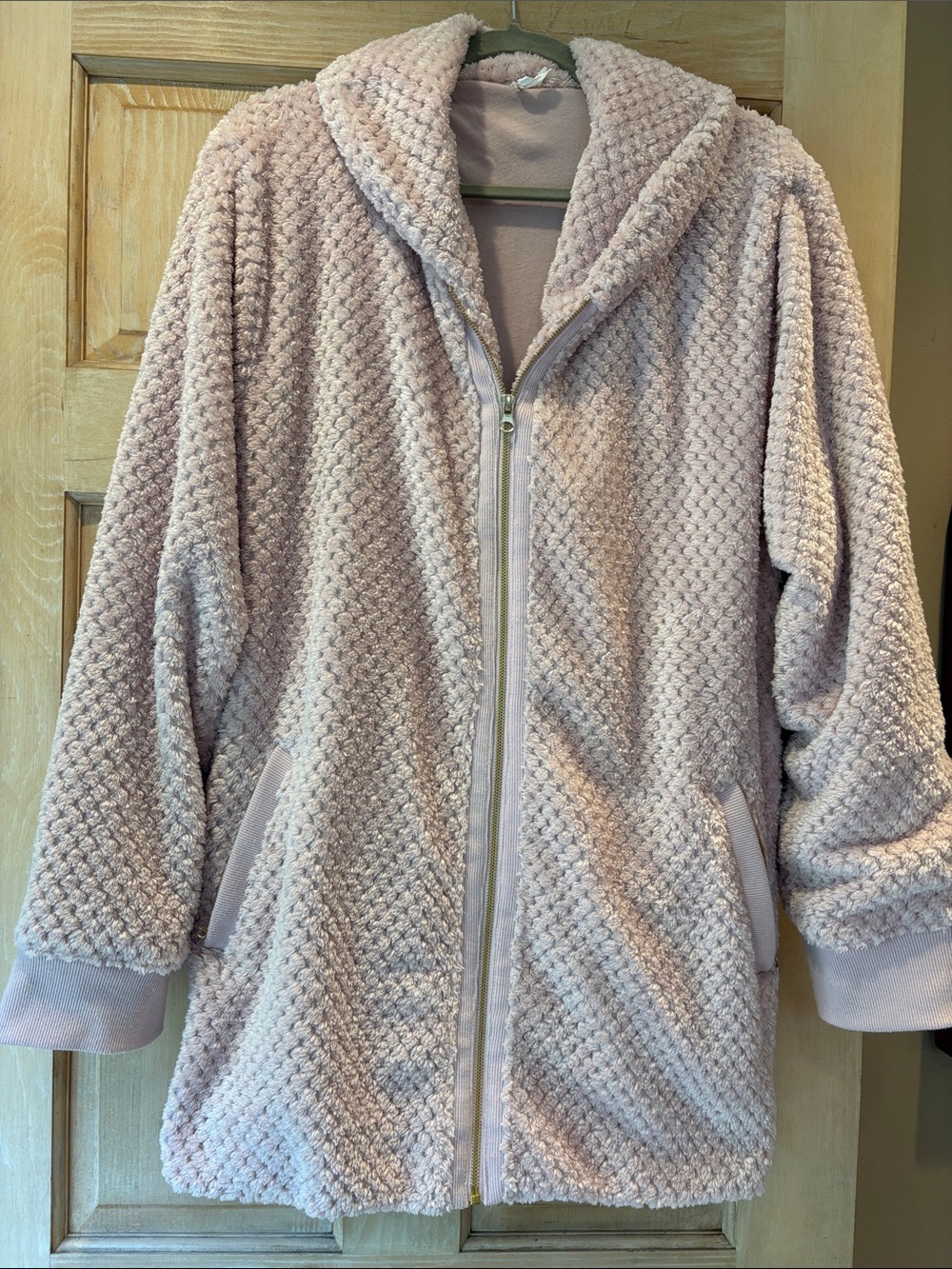 Women's Plush Zip-Up Jacket in Light Pink 3X